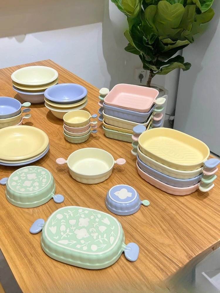 Whimsical Pastel Ceramic Kitchenware Set