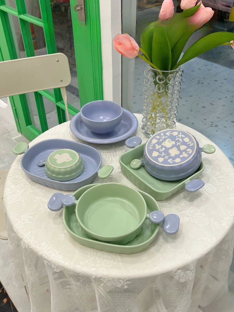 Whimsical Pastel Ceramic Kitchenware Set