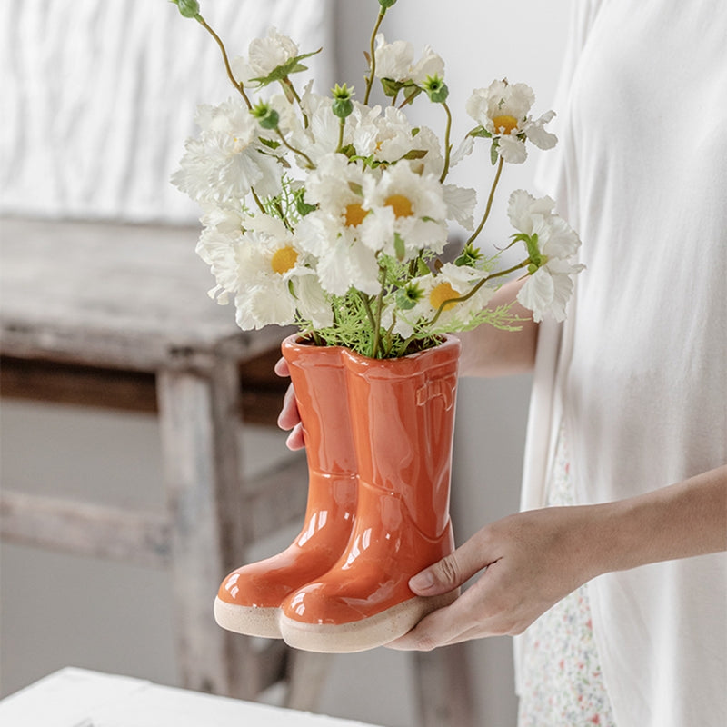 Gardening Boots Ceramic Vase