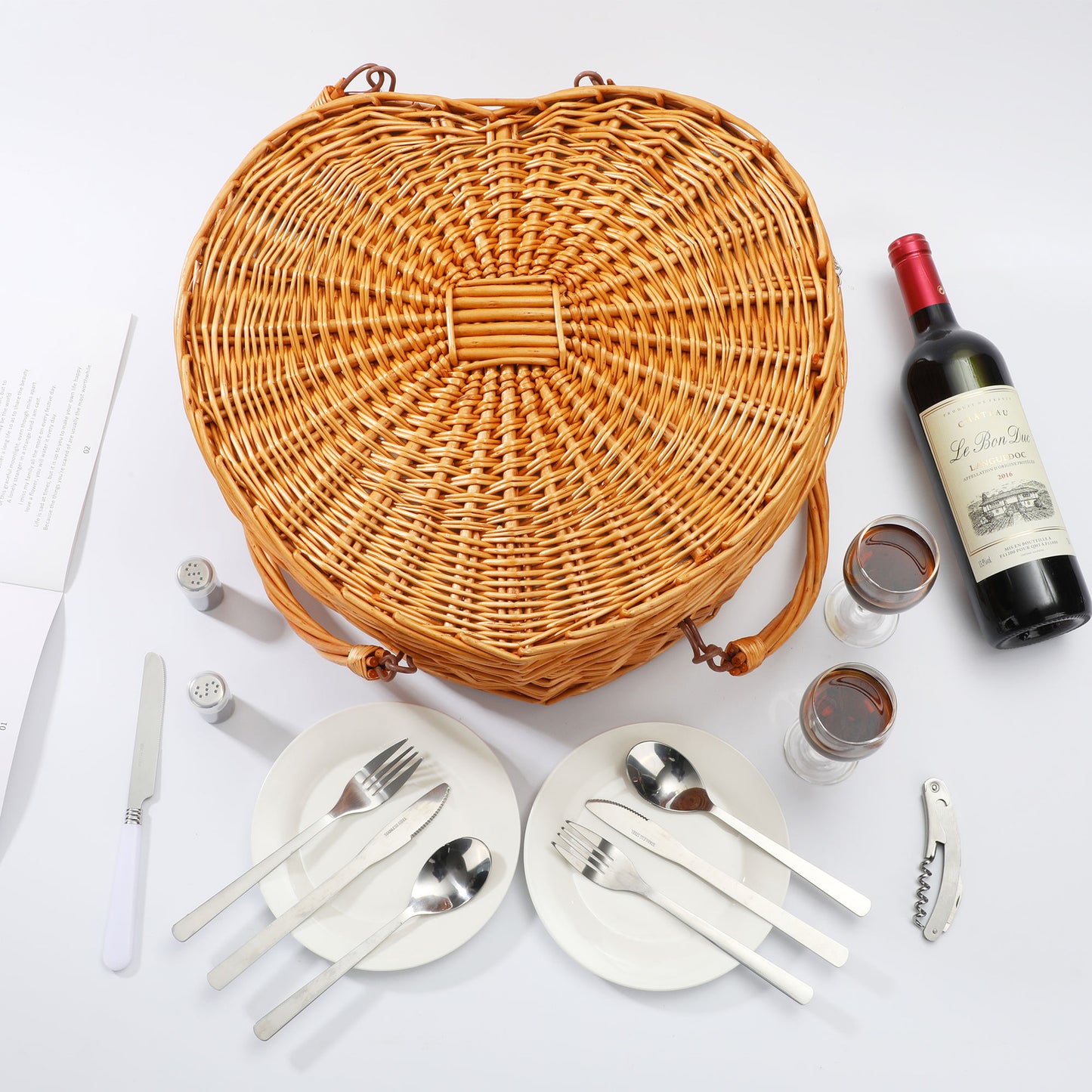 Sweetheart Rattan Picnic Basket